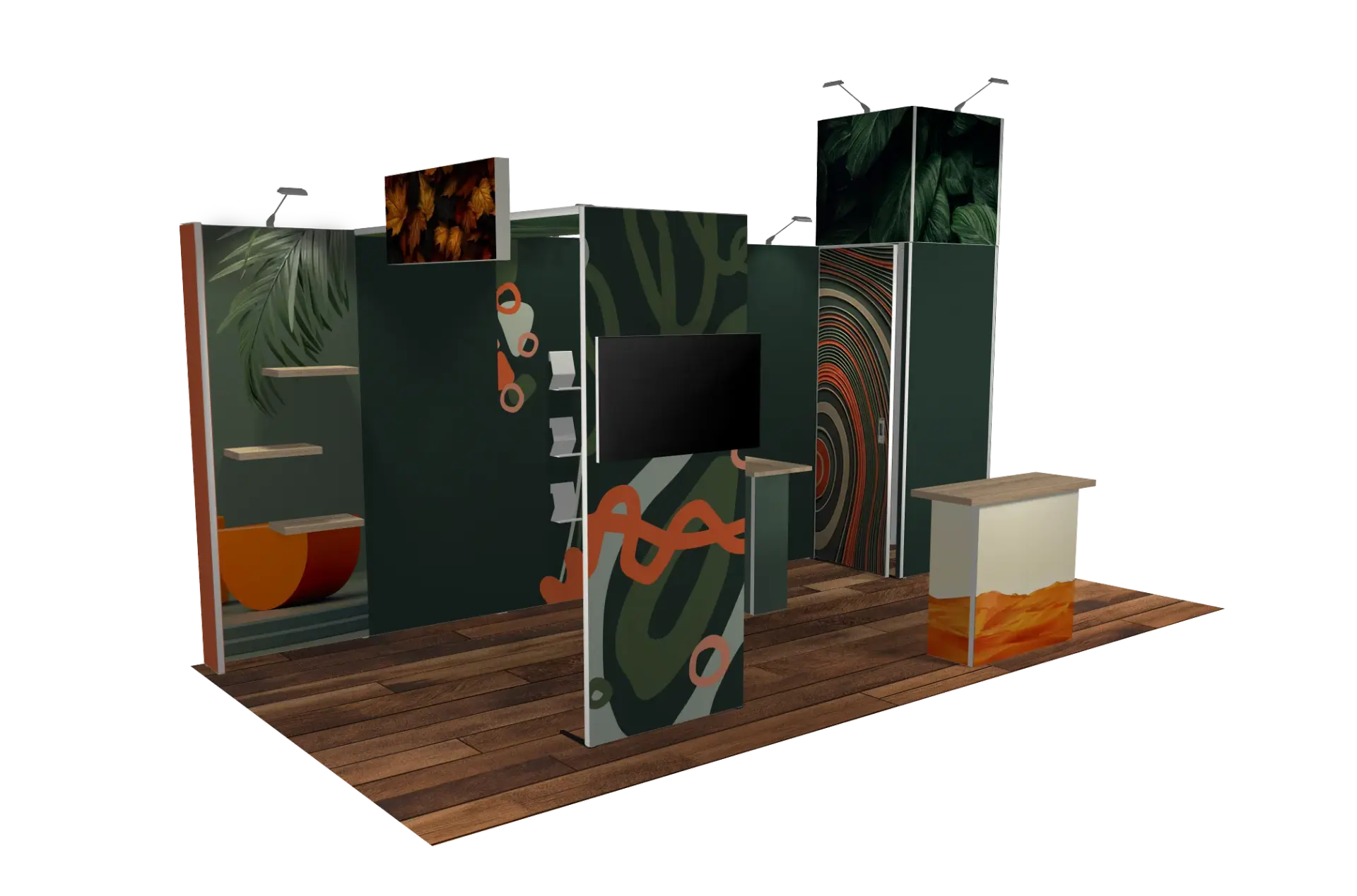 Modularer Messestand 18 m² – Stand2go H-Line Konfiguration