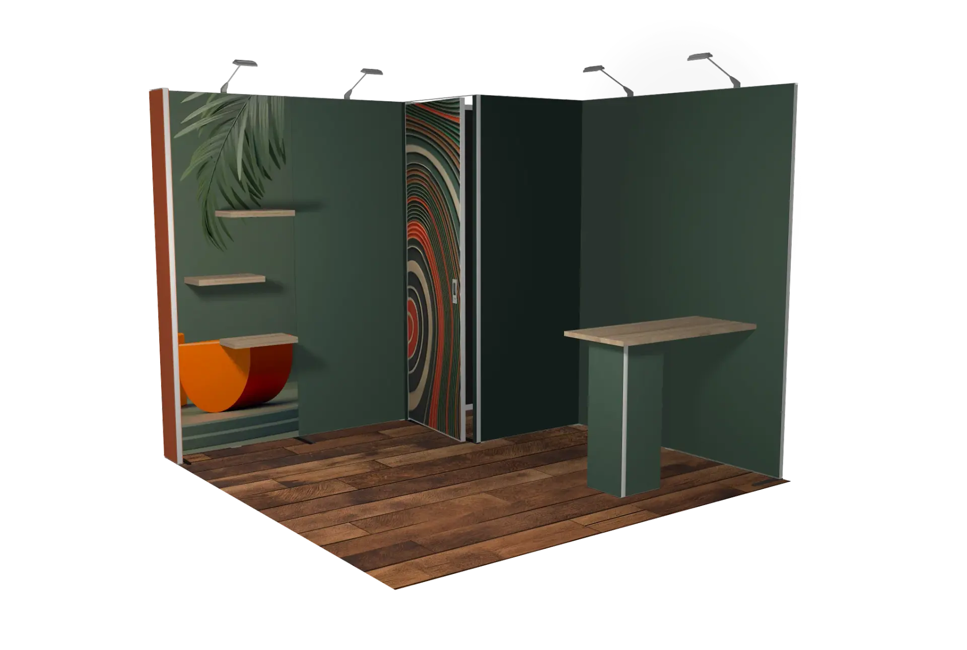 Modularer Messestand 9 m² – Stand2go H-Line Konfiguration