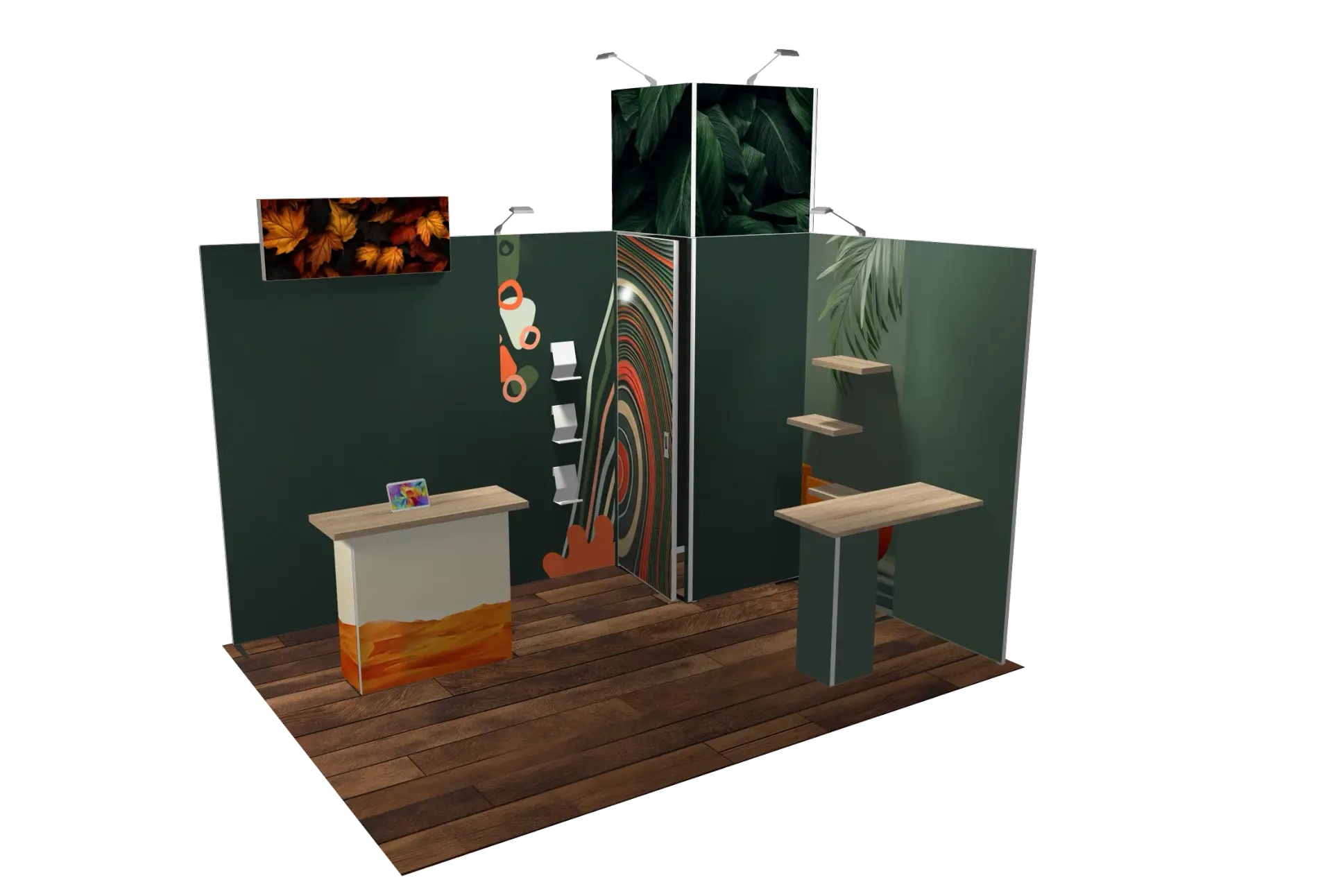 Modularer Messestand 12 m² – Stand2go H-Line Konfiguration